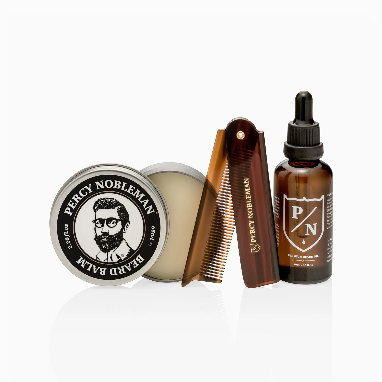 Percy Nobleman Premium Bartöl Set 3-teilig mit Kamm