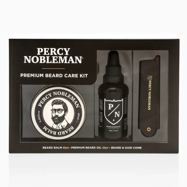 Percy Nobleman Premium Bartöl Set 3-teilig mit Kamm