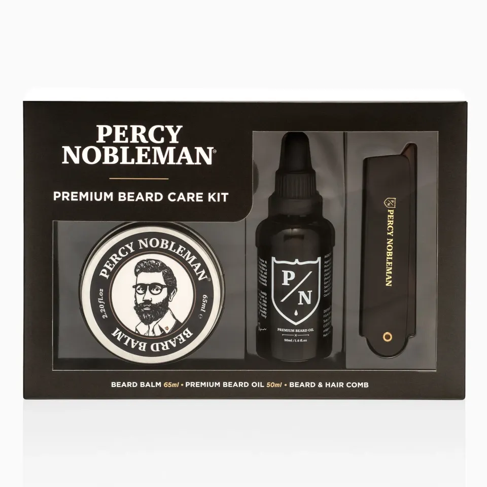 Percy Nobleman Premium Bartöl Set 3-teilig mit Kamm