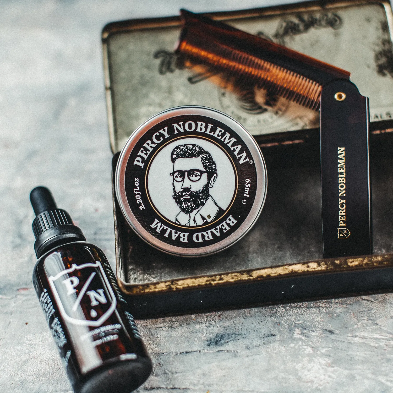 Percy Nobleman Premium Bartöl Set 3-teilig mit Kamm