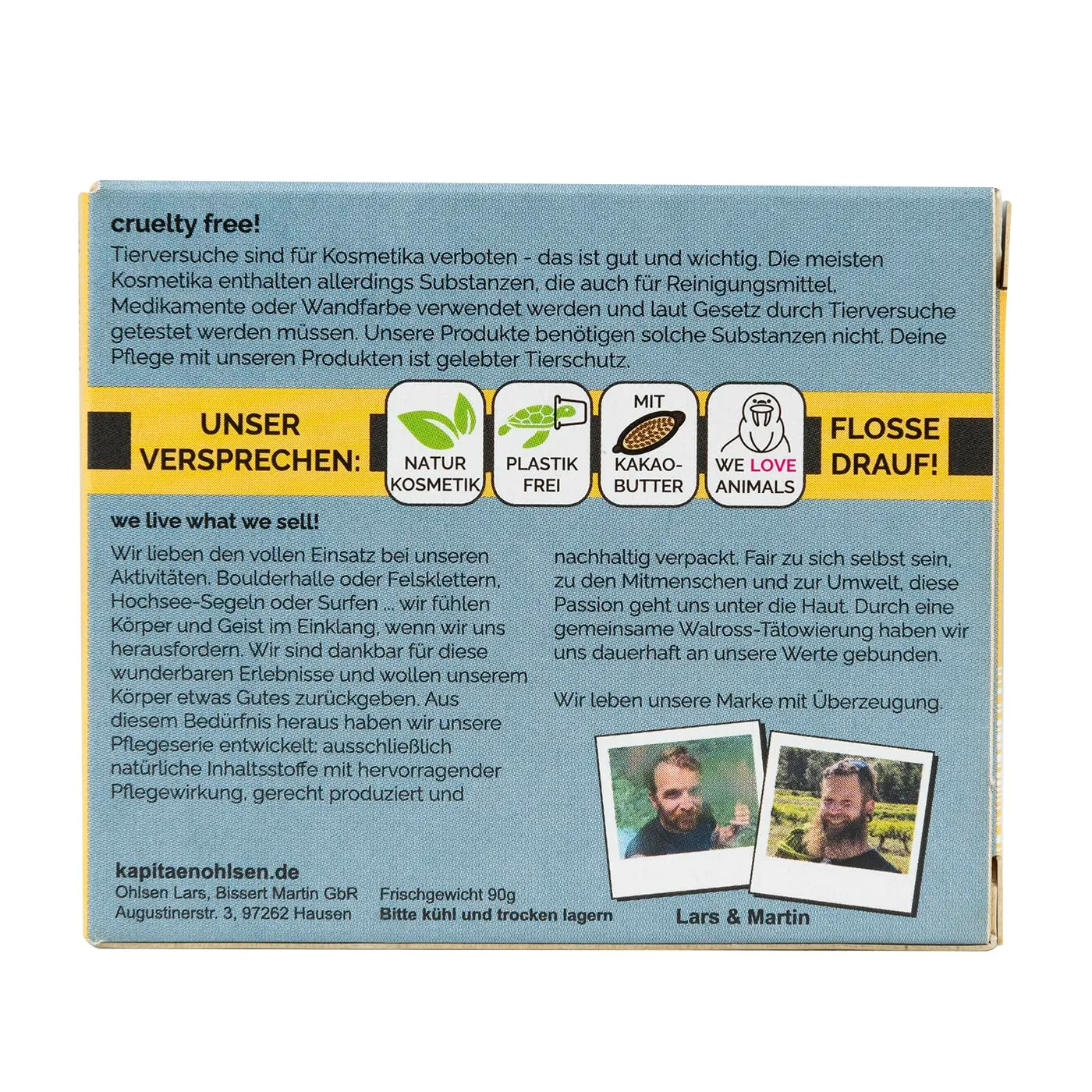 Kapitän Ohlsen Outdoor-Seife fest 90 g 6% überfettet