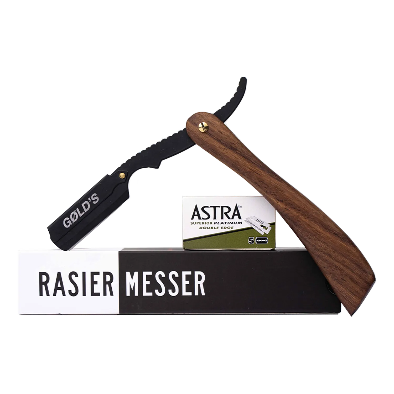 GØLD's Rasiermesser Holzgriff mit 5 Klingen