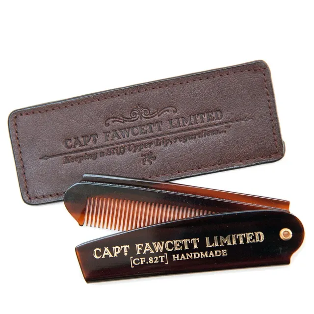 Captain Fawcett CF.82T Bartkamm klappbar mit Lederetui