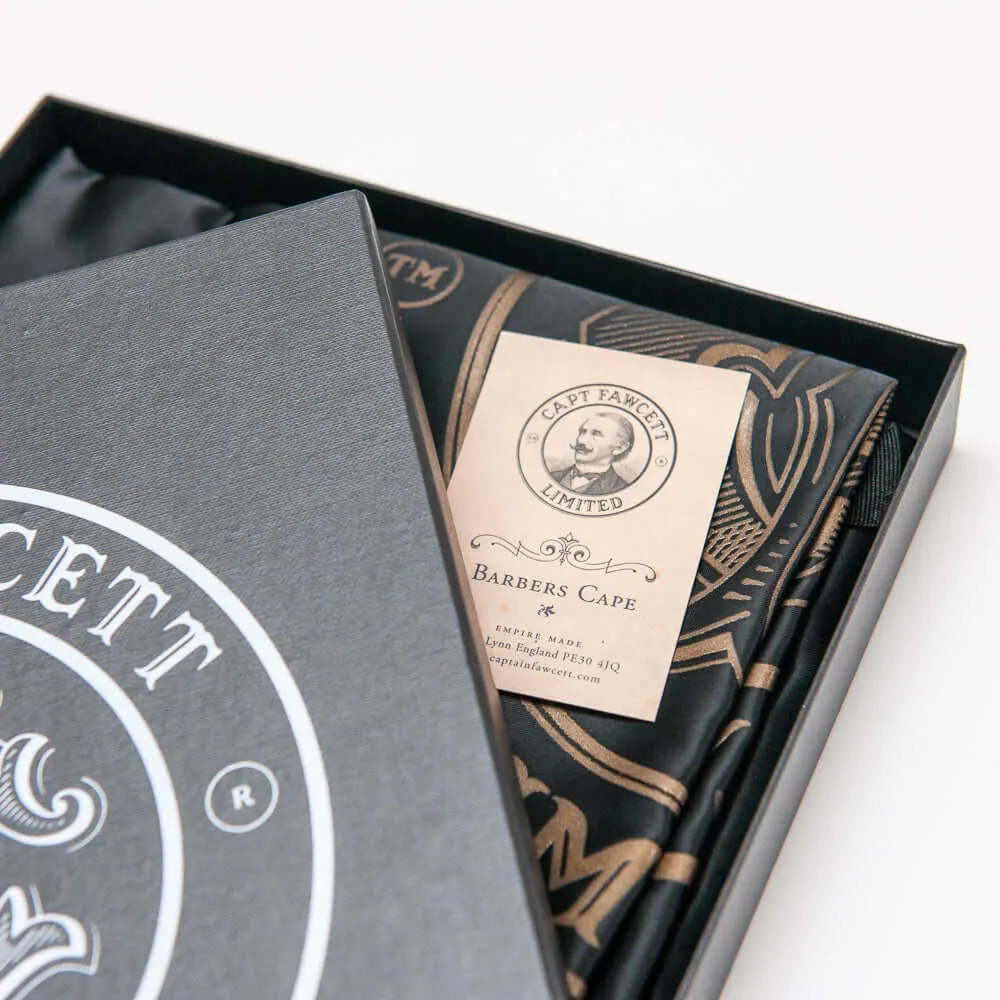Captain Fawcett Heavyweight Friseurumhang Satin schwarz