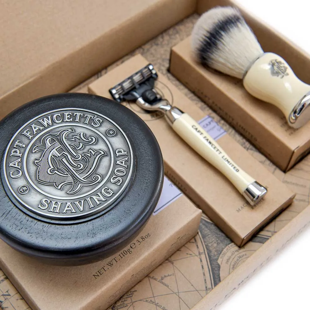 Captain Fawcett Rasierset Pinsel Hobel Seife Holzschale