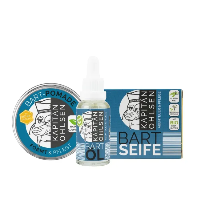 Kapitän Ohlsen Atlantik Bartpflege Set Öl Pomade Seife