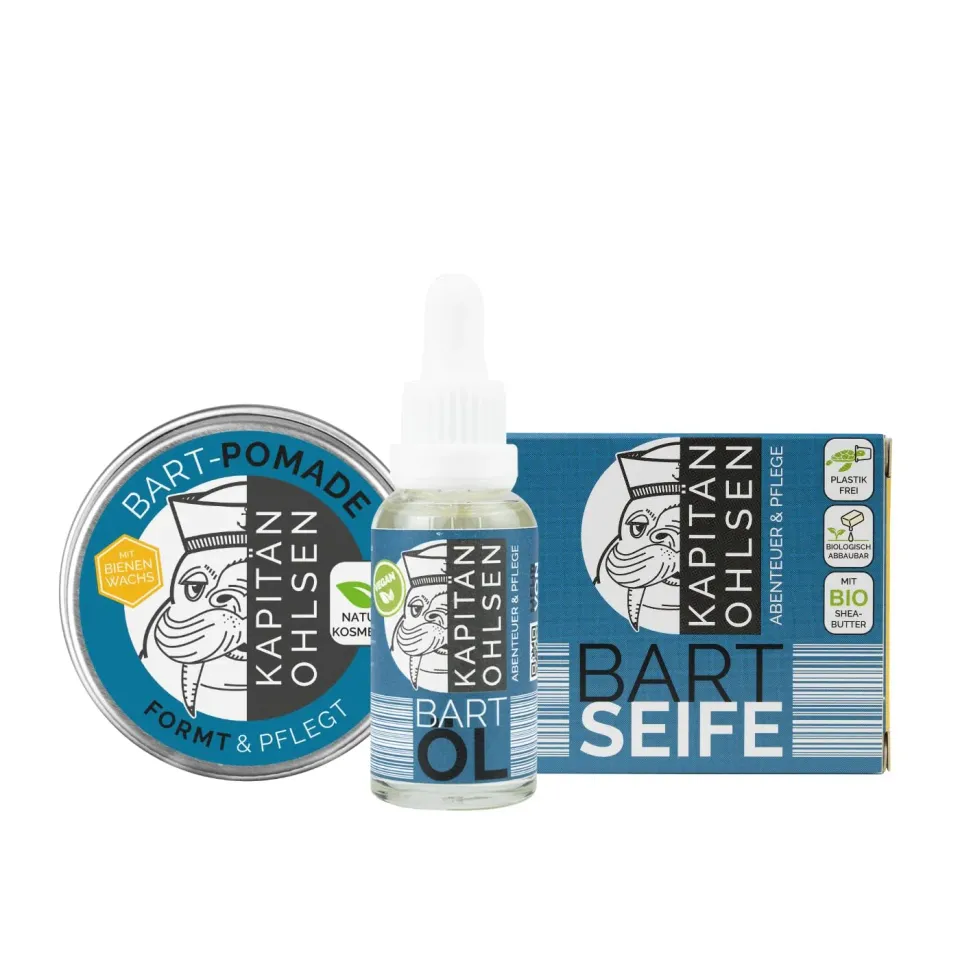 Kapitän Ohlsen Atlantik Bartpflege Set Öl Pomade Seife