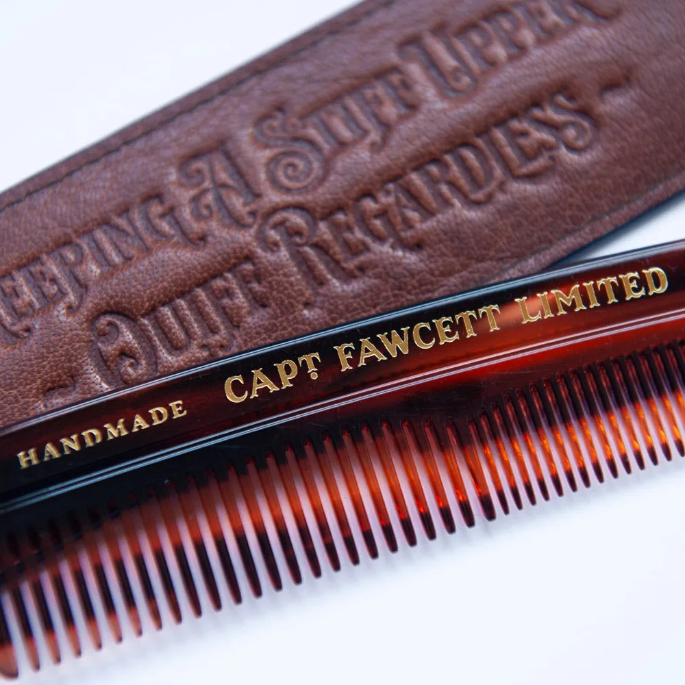 Captain Fawcett Haarkamm fein mit Lederetui