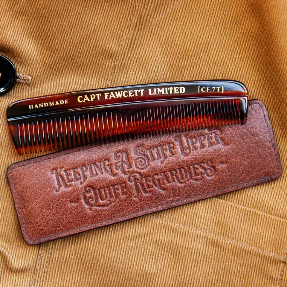 Captain Fawcett Haarkamm fein mit Lederetui