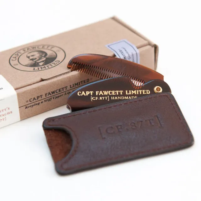Captain Fawcett CF.87T Schnurrbartkamm Lederetui