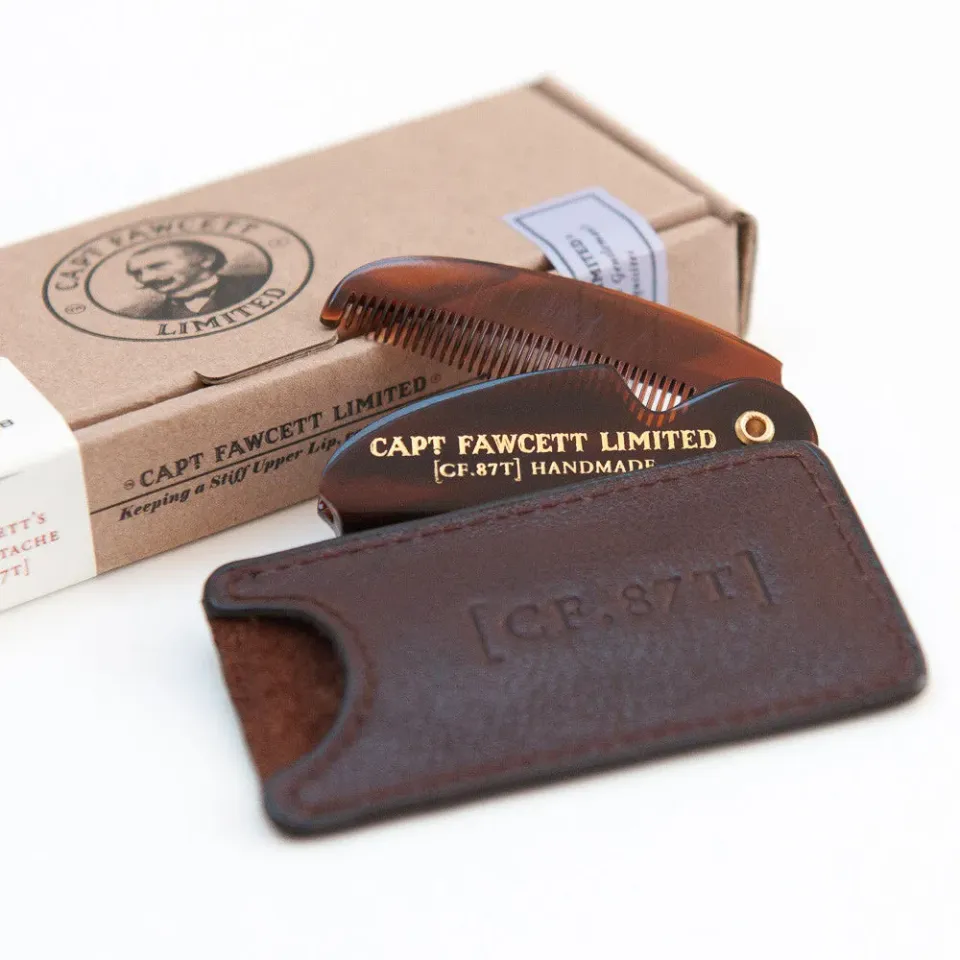 Captain Fawcett CF.87T Schnurrbartkamm Lederetui