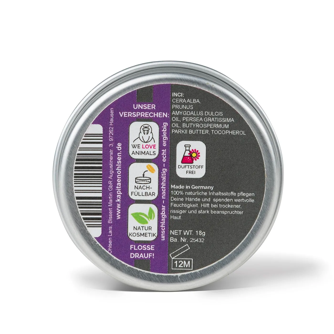 Kapitän Ohlsen Flossen-Fett PUR Handcreme ohne Duftstoffe